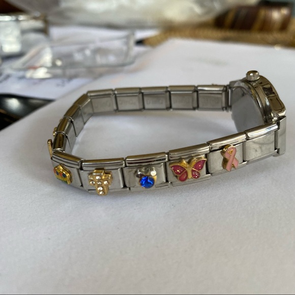 D'LinQ Watch with Watch Charms Stretch Band Pink Face - Picture 4 of 7